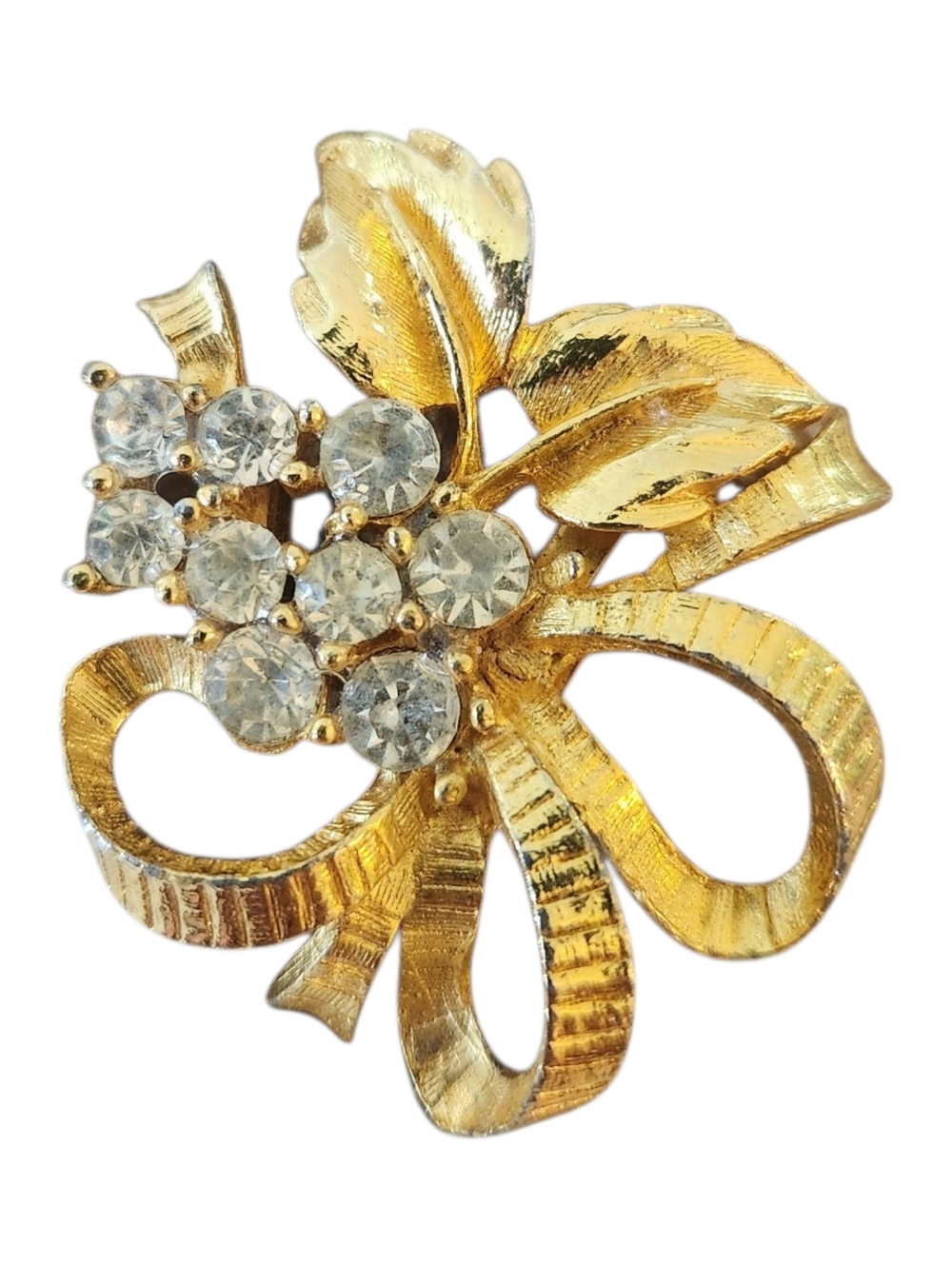 Gold Floral Crystal Brooch - Women's Jewelry